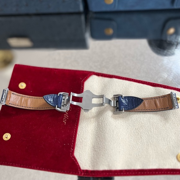 Custom Navy Blue Lizard strap for Cartier De Santos Medium/ Quick Release. - Picture 3 of 3